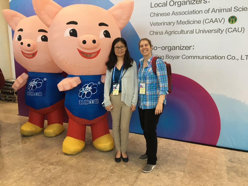 Dr. Beatriz Martinez Lopez (UC Davis-CADMS) and Dr. Yingjuan Qian (Nanjing Agricultural University) at the 2018 International Pig Veterinary Society Congress in Chongching, China